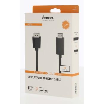 Кабел HAMA 200712, DisplayPort v.1.2 мъжко - HDMI мъжко, Ultra-HD, 4K, 1.5м, Черен-2