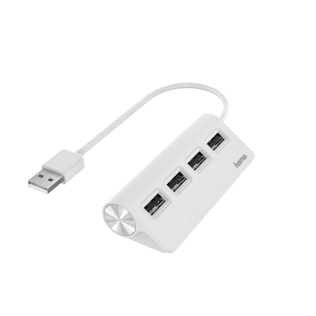 USB хъб HAMA, USB 2.0, 1:4, бял, 480Mbit/s-1