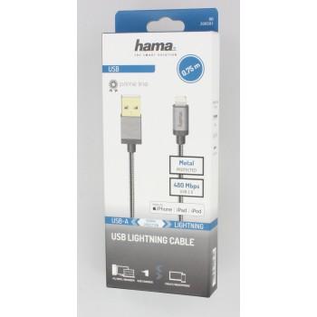 Кабел HAMA Elite USB-A мъжко - Lightning мъжко, 0.75 м., метал, Антрацит-3
