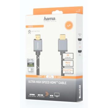 Кабел HAMA Ultra HD, HDMI мъжко - HDMI мъжко, 8K, 48GB/s,метал, 3 м, Позл. конектори, Ethernet, Черен-4
