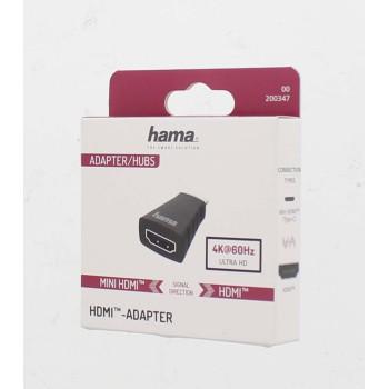 Адаптер HAMA 200347, Mini-HDMI мъжко - HDMI женско, Ultra-HD, 4K, Черен-2