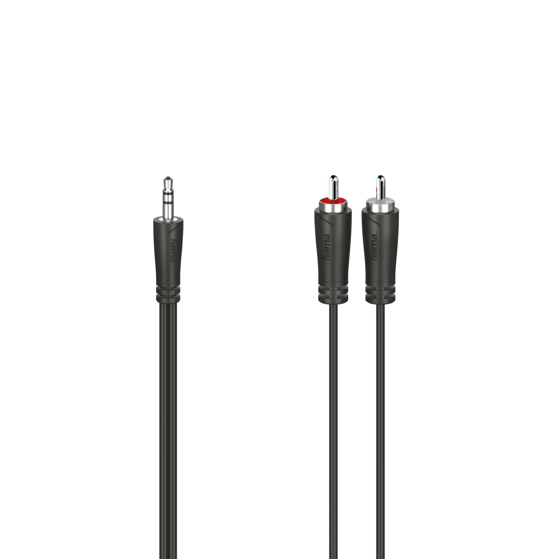 Аудио кабел HAMA, 3.5 mm жак - 2 x Чинч, 1.5м, Черен