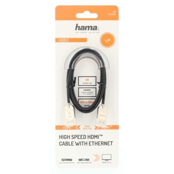 Кабел HAMA Ultra-Slim, HDMI мъжко - HDMI мъжко, Ultra-HD, 4K, 1.0 м, Екраниран, Черен-2