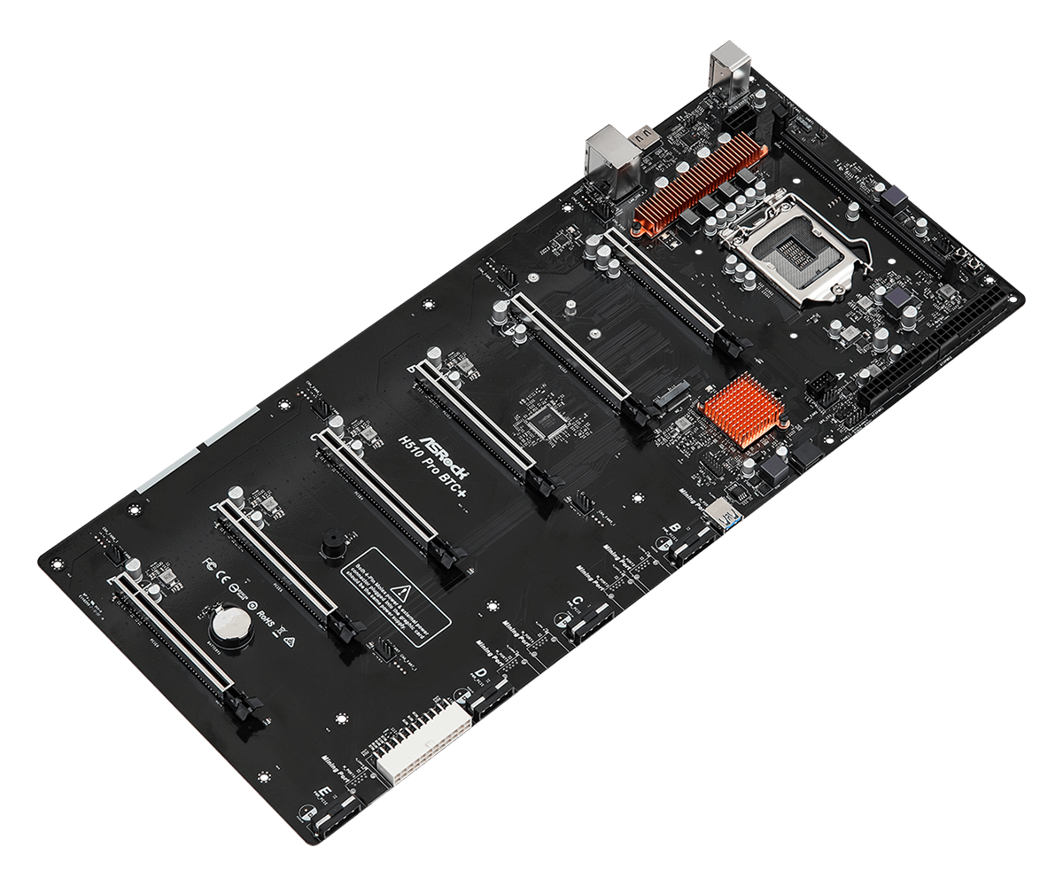 Дънна платка ASRock H510 Pro BTC+, LGA1200, 6 PCIe 3.0 x16, 1 Mining Port-3