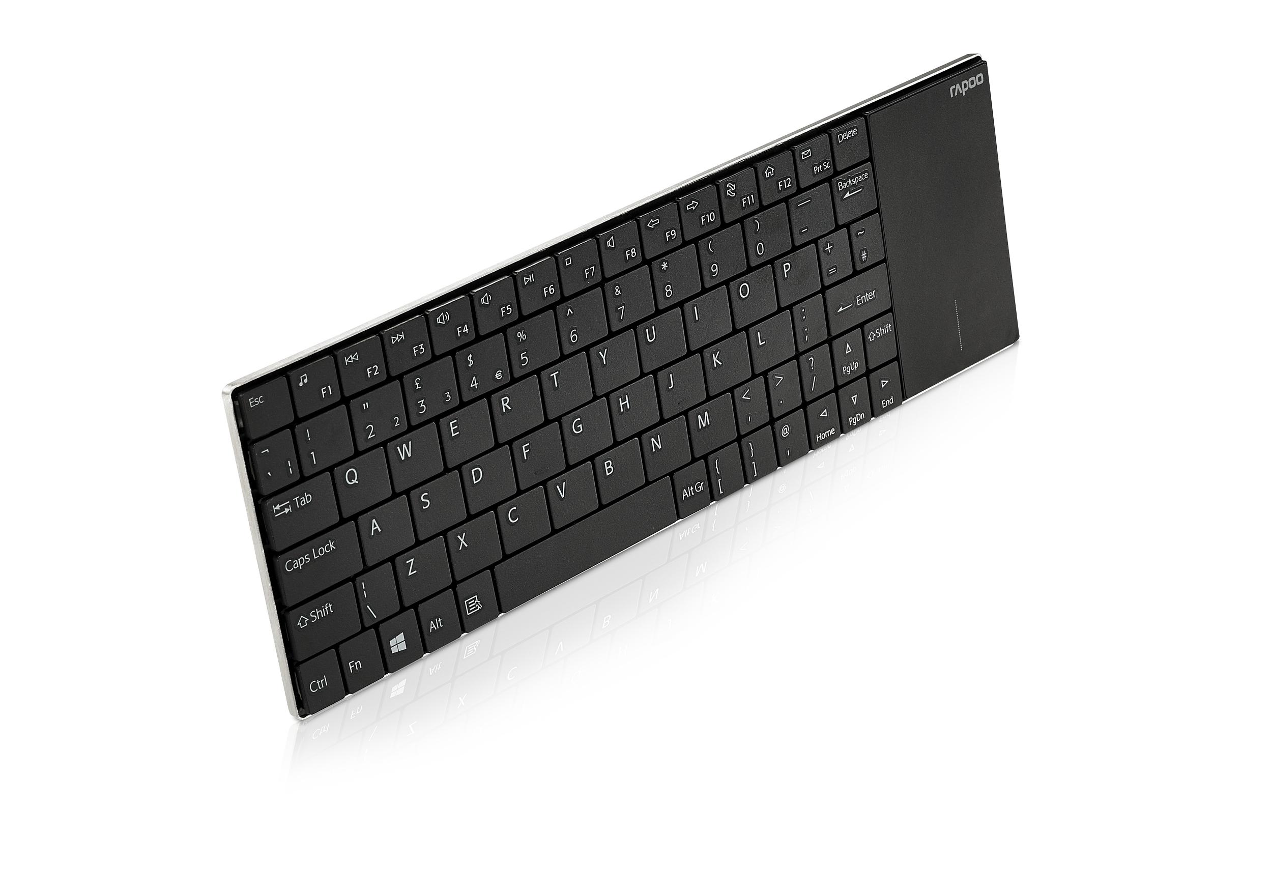 Безжична клавиатура RAPOO E2710, Мултимедийна, 2.4Ghz, Тъч-пад, Кирилизирана, Черена-2