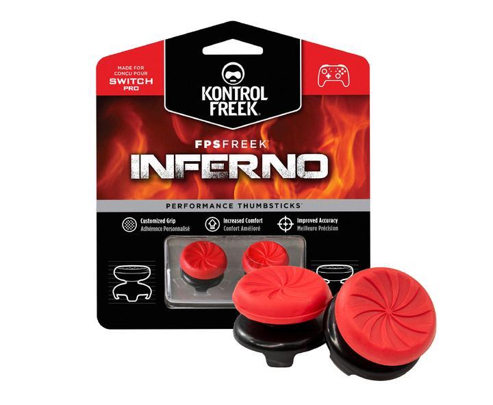 Сменяеми бутончета Thumb Grips KontrolFreek Inferno PRO за Nintendo Switch Pro Controller, червени-1