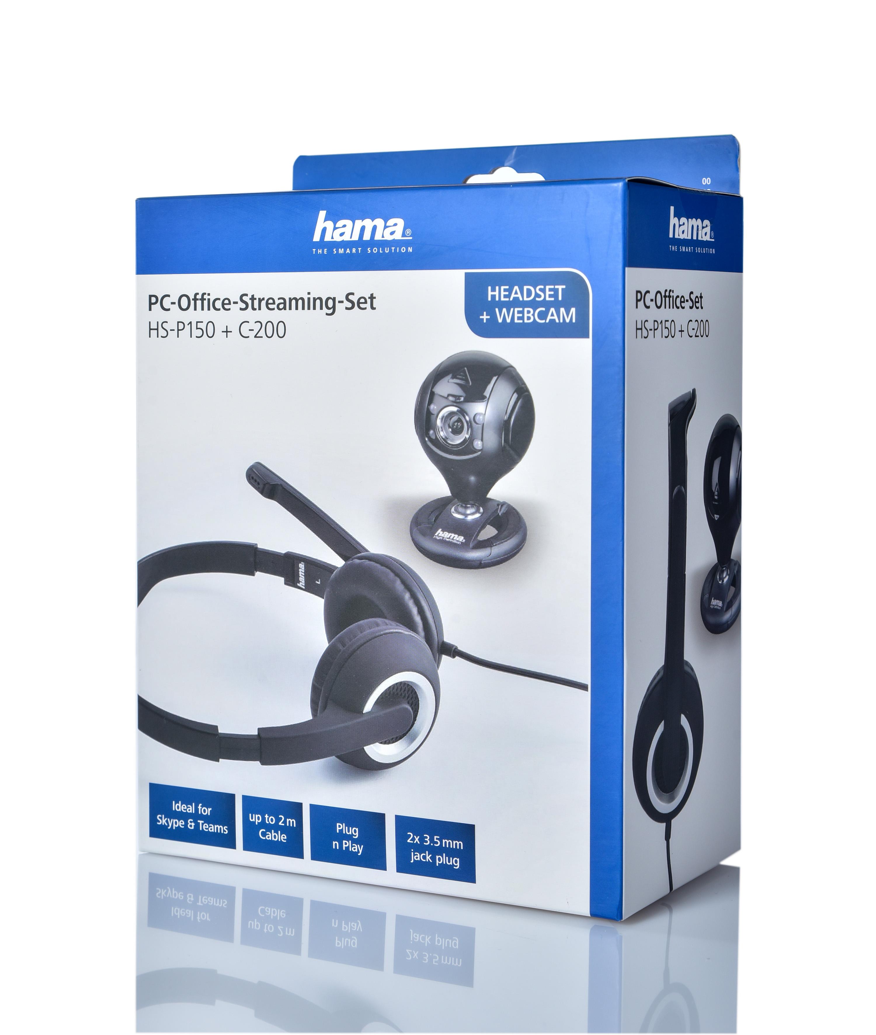 Комплект за стрийминг HAMA HS-P150, Слушалки с микрофон, Камера Spy Protect 720P, Черен-3