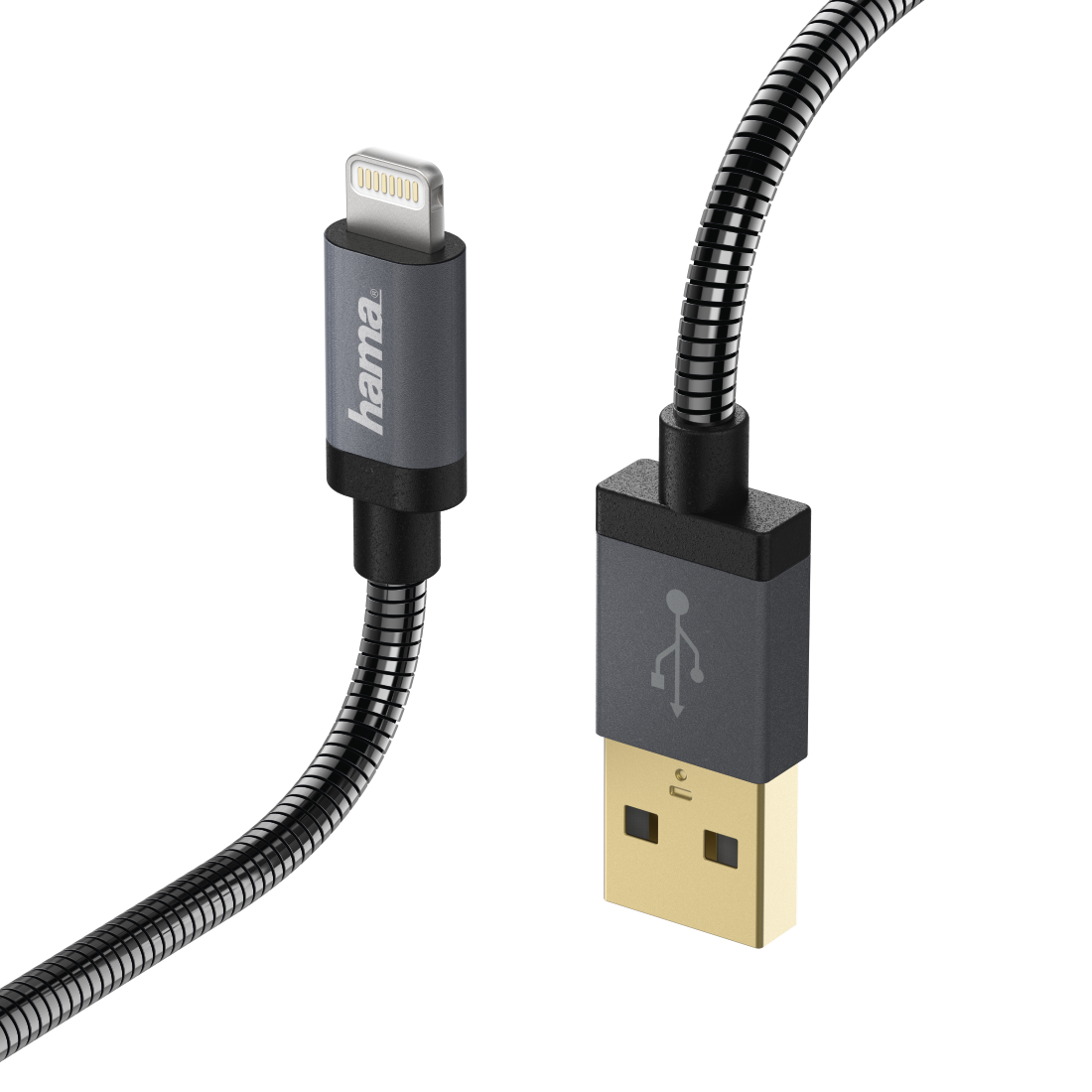 Кабел HAMA Metal, USB-А 2.0 мъжко - Lightning мъжко, 1.5 м., Черен-3