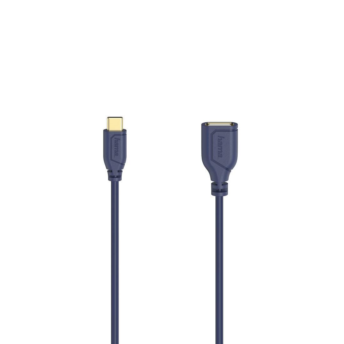 Адаптер HAMA Flexi-Slim, USB-C мъжко - USB 2.0 женско, OTG, 0.15 м., Позлатени конектори, Син-2