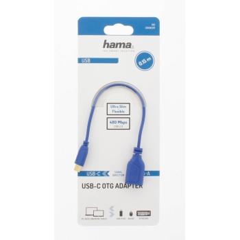 Адаптер HAMA Flexi-Slim, USB-C мъжко - USB 2.0 женско, OTG, 0.15 м., Позлатени конектори, Син-3