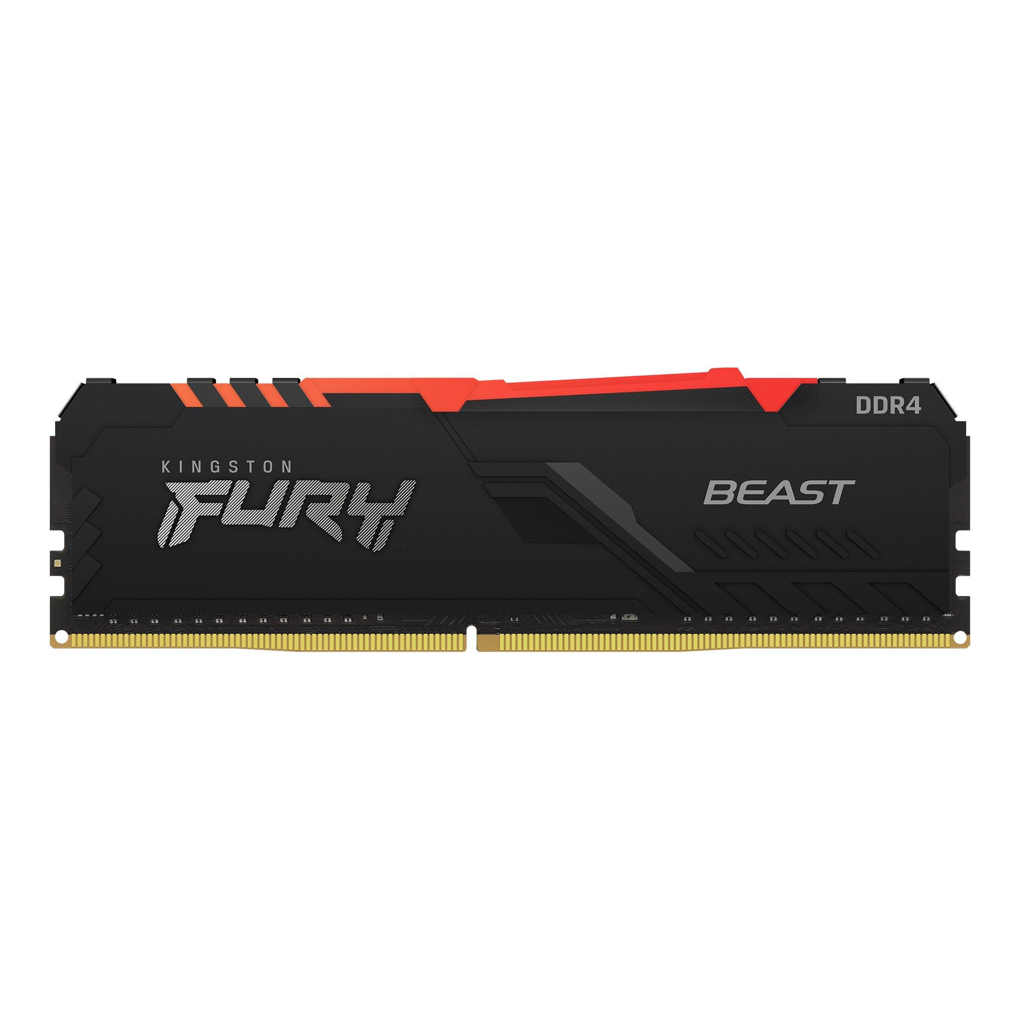 Памет Kingston FURY Beast Black RGB 16GB(2x8GB) DDR4 PC4-24000 3000MHz CL15 KF430C15BBAK2/16-2