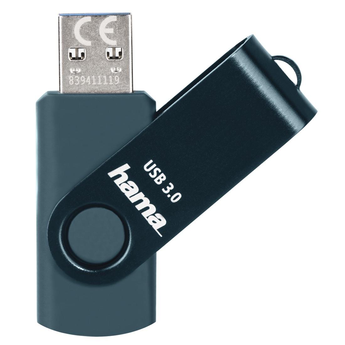 USB памет HAMA Rotate, 64GB, USB 3.0 70 MB/s, Петролно синьо-3