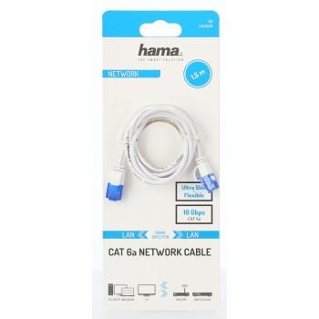 Мрежов кабел HAMA Flexi-Slim, U/UTP CAT 6a, 10 Gbit/s, RJ-45 - RJ45, 1.50 m, Бял-2