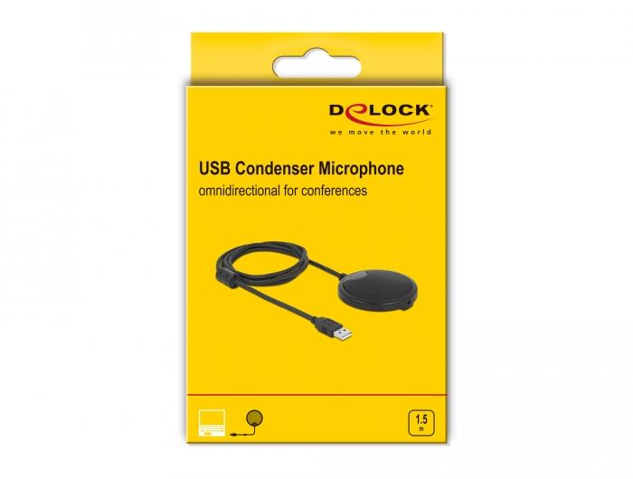 Настолен микрофон Delock 20672, Omnidirectional, USB, Черен-4