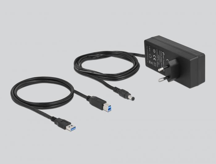USB хъб Delock 7 x USB-A, 1 x USB-B, 5 Gbps, Превключвател, LED индикатор, Сив-3