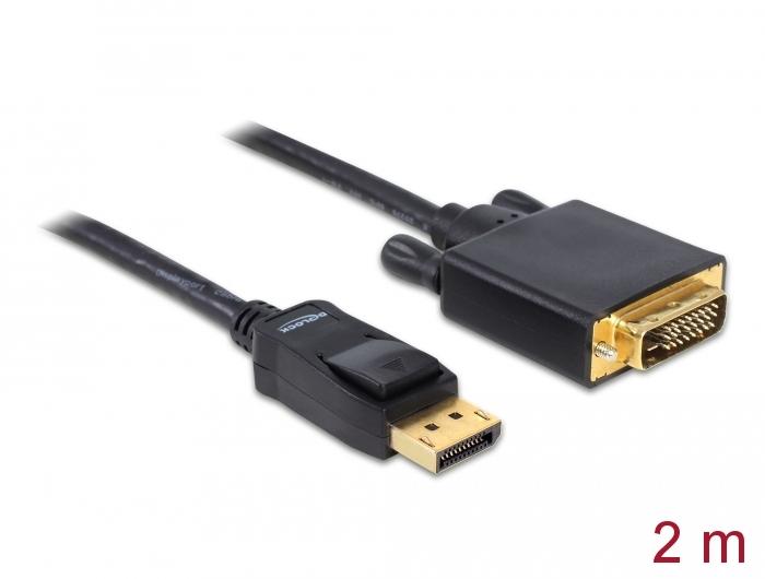 Кабел Delock DisplayPort мъжко - DVI мъжко, 2 м., Черен-2