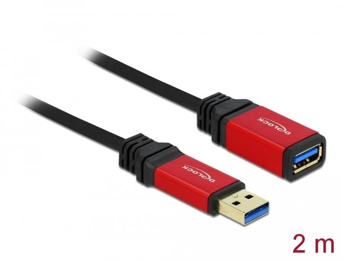 Удължителен кабел Delock USB-A мъжко - USB-А женско, 2 м, Premium, Екраниран, Черен-2