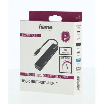 5-портов хъб HAMA 200117, 3 x USB-A, 1 x USB-C, 1 x HDMI, 4К, Черен-3
