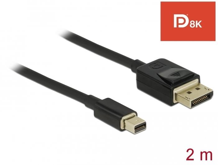 Кабел Delock Mini DisplayPort мъжко - DisplayPort мъжко, 2.0м, 8K 60 Hz, Черен-2