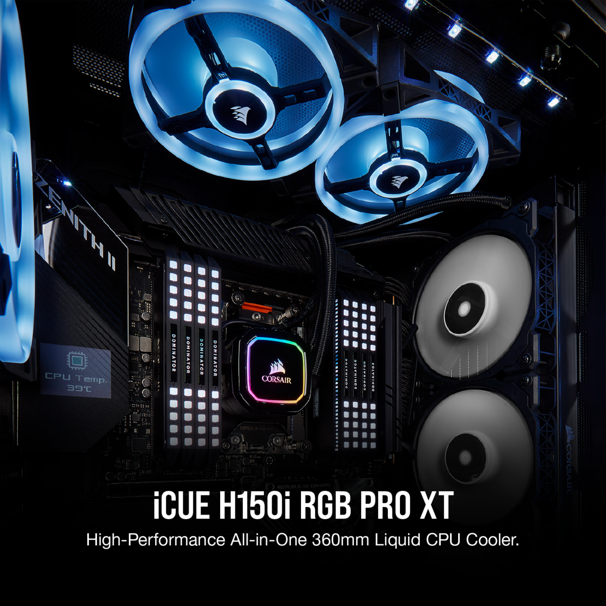 Охладител за процесор Corsair H150i Pro XT RGB (360mm), водно охлаждане, CW-9060045-WW AMD/Intel-2