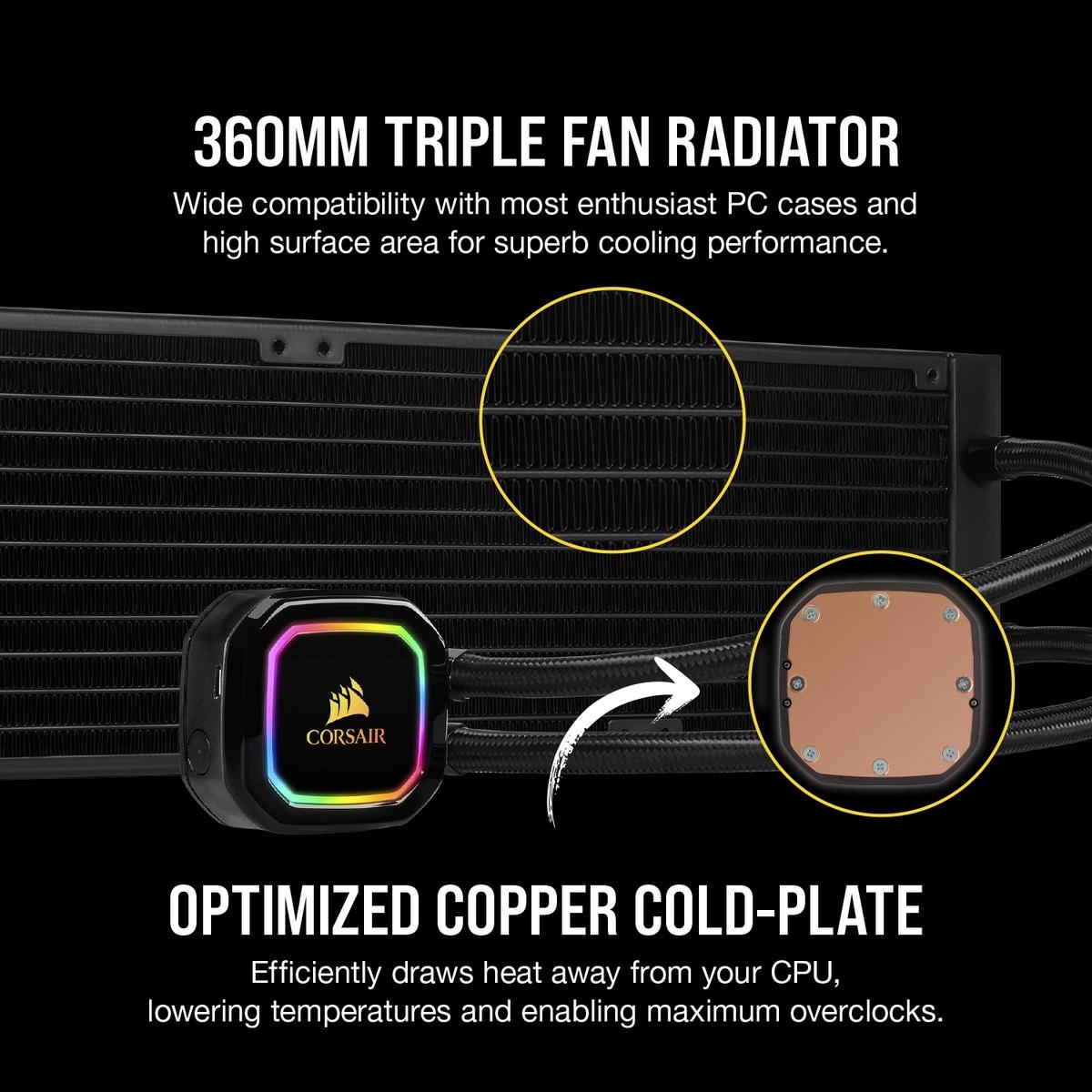 Охладител за процесор Corsair H150i Pro XT RGB (360mm), водно охлаждане, CW-9060045-WW AMD/Intel-3