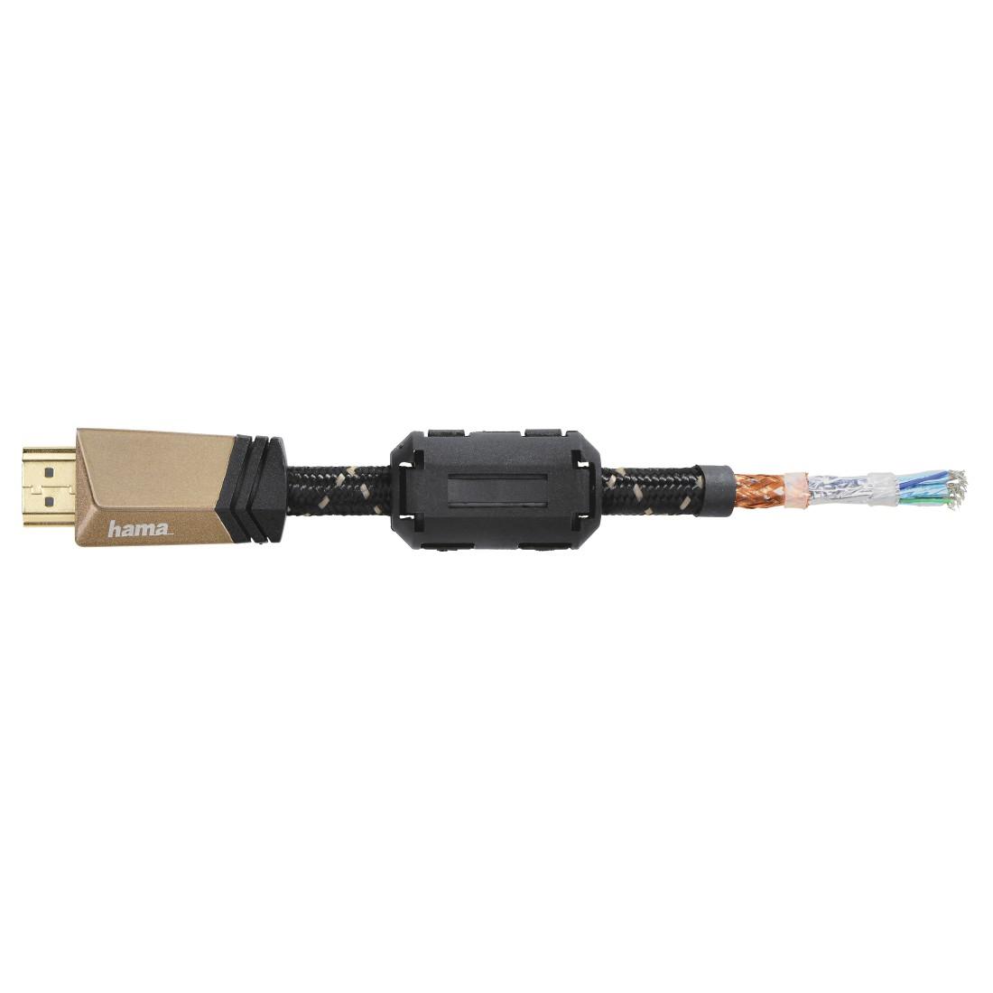 Кабел HAMA Premium, HDMI мъжко - HDMI мъжко, 3 м, Ферит, Позлатени конектори, Ethernet, Черен-3