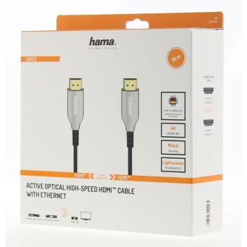 Оптичен активен кабел HAMA Optical, HDMI мъжко - HDMI мъжко, Ethernet, 4K, 10м, Позл.конектори, Черен-2