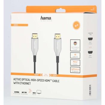 Оптичен активен кабел HAMA Optical, HDMI мъжко - HDMI мъжко, Ethernet, 18 Gbit/s, 15м, Позл.конектори, Черен-2