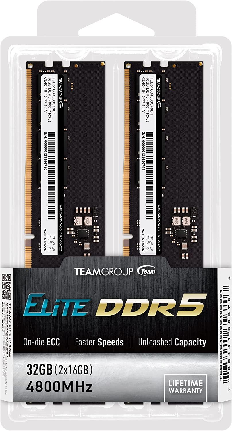 Памет Team Group ELITE, 32GB(2 x 16GB), DDR5, 4800Mhz, CL40, 1.1V
