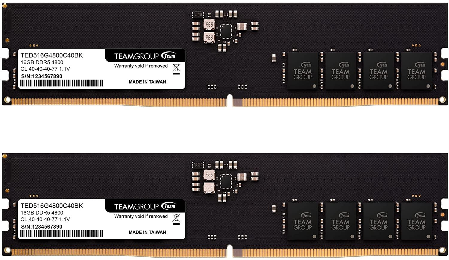 Памет Team Group ELITE, 32GB(2 x 16GB), DDR5, 4800Mhz, CL40, 1.1V-2