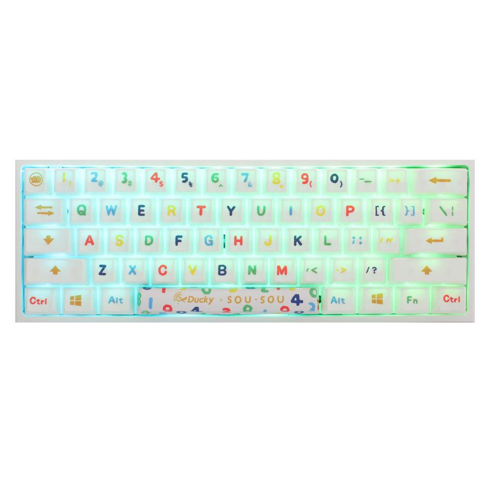 Геймърска механична клавиатура Ducky x SOU SOU One 2 Mini White RGB, Cherry MX Blue