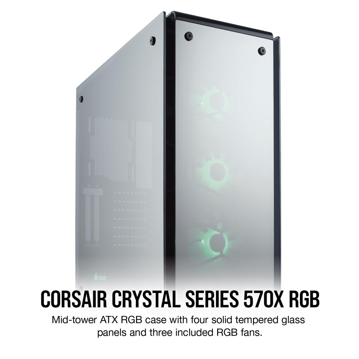 Кутия Corsair Crystal 570X Mirror RGB Mid Tower, Tempered Glass, Черна-2