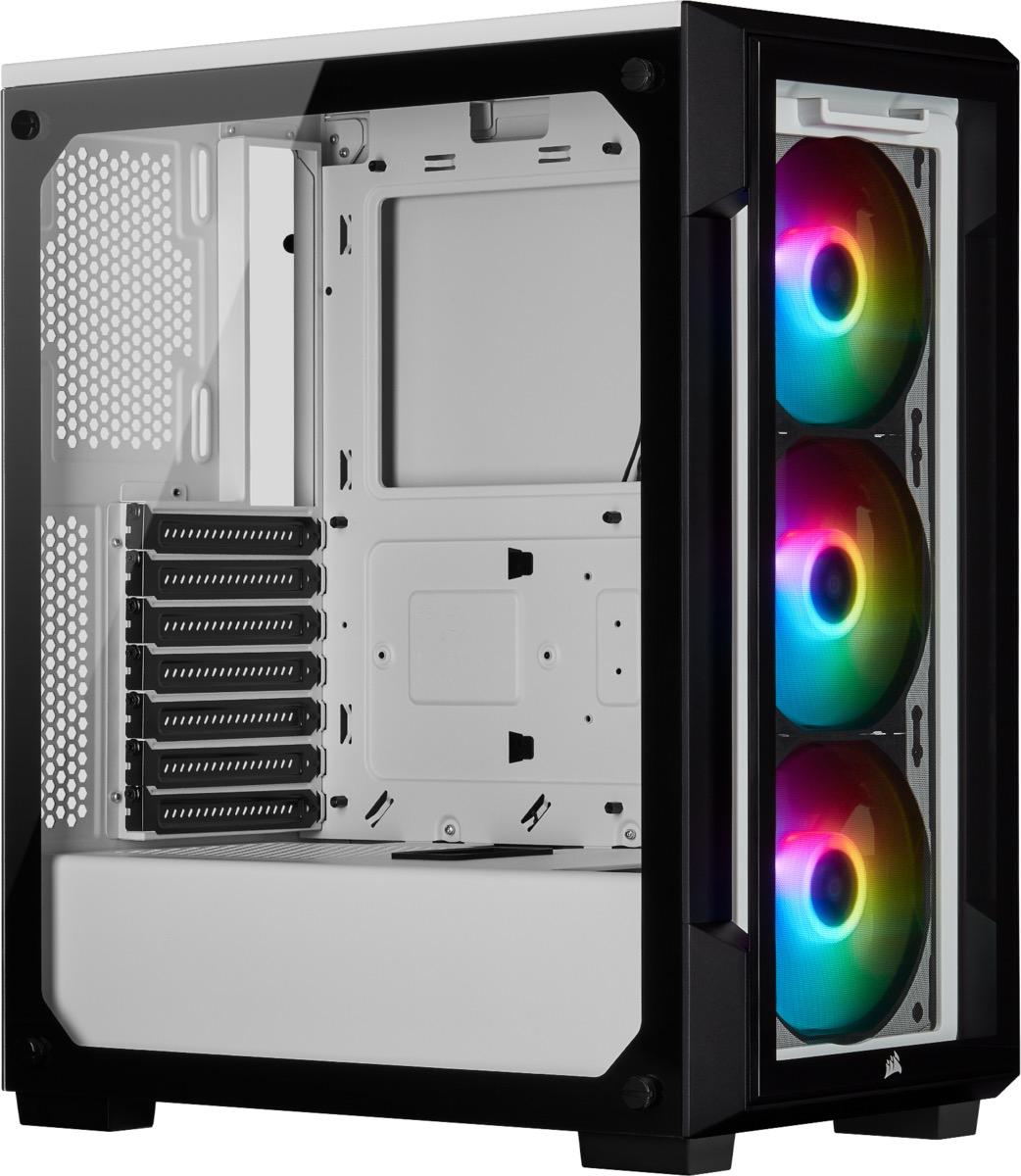 Кутия Corsair iCUE 220T RGB Smart Mid Tower, Tempered Glass, Бяло