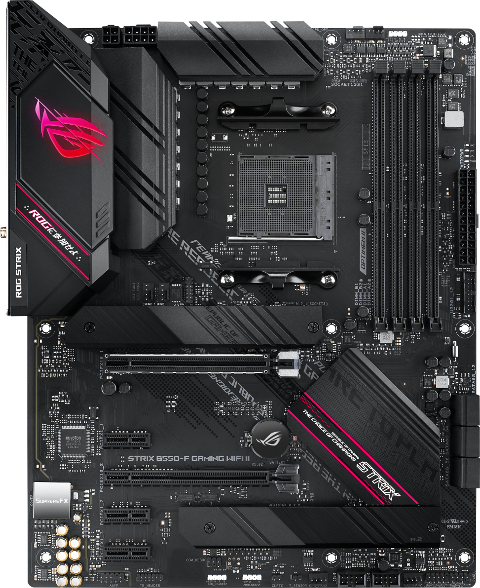 Дънна платка ASUS ROG STRIX B550-F GAMING WIFI II, AMD AM4, ATX, 4x DDR4, dual M.2, WiFi 6E, PCIe 4.0, Aura Sync RGB