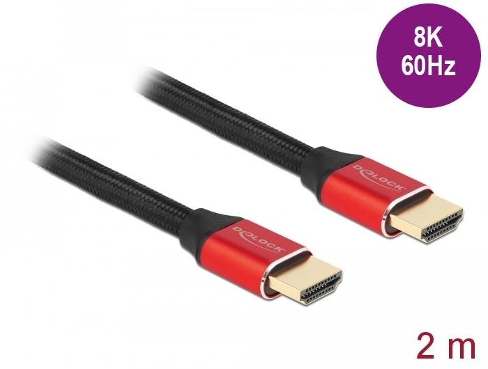 Кабел Delock Ultra High Speed, HDMI мъжко - HDMI мъжко, 48 Gbit/s, 8K 60 Hz, 2 м, Червен-2