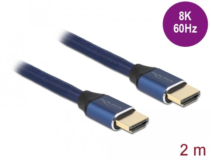 Кабел Delock Ultra High Speed, HDMI мъжко - HDMI мъжко, 48 Gbit/s, 8K 60 Hz, 2 м, Син-2