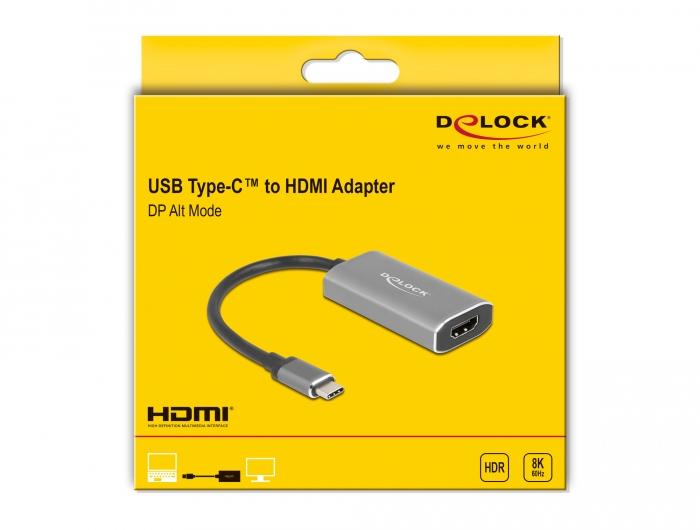 Адаптер Delock, USB-C мъжко - HDMI женско, Ultra HD, 8K, Сив-3
