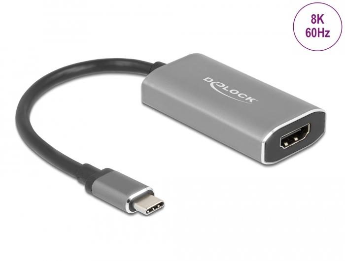 Адаптер Delock, USB-C мъжко - HDMI женско, Ultra HD, 8K, Сив-4
