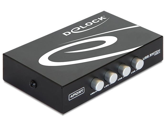 Превключвател Delock 87634, Ръчен, 4 x USB 2.0 порта, Черен