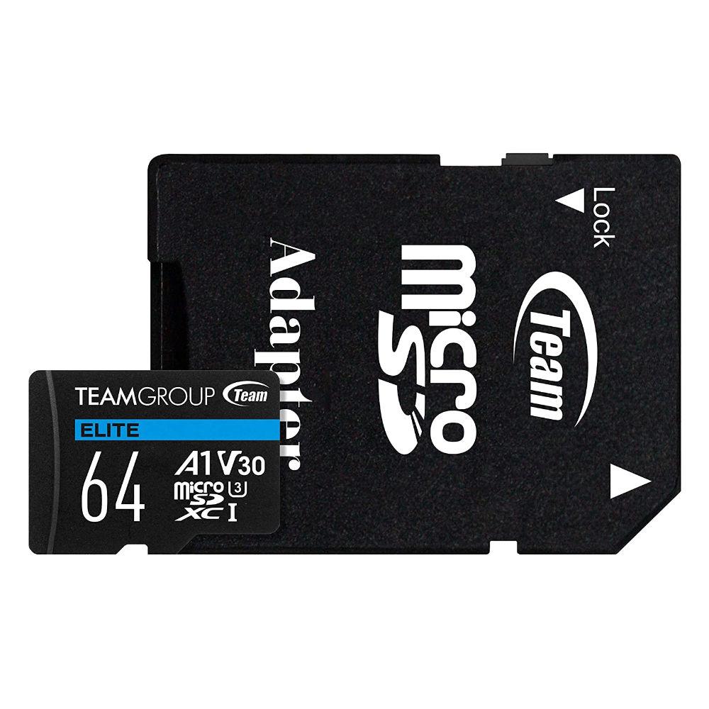 Карта памет Team Group A1 microSDXC 64GB, UHS-I Class 3, V30, SD Адаптер