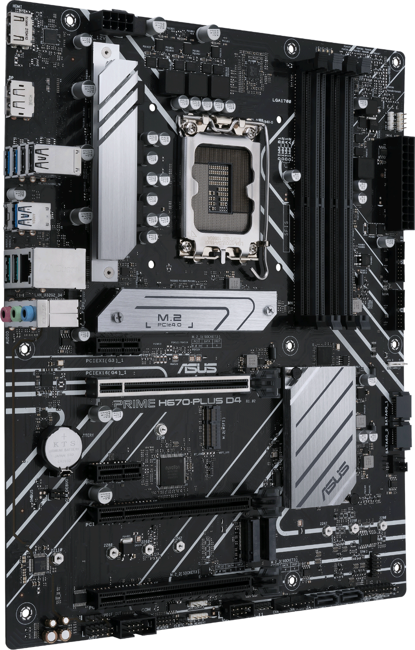 Дънна платка ASUS PRIME H670-PLUS D4, LGA 1700 ATX, 4x DDR4, 3x M.2, Aura Sync RGB-2