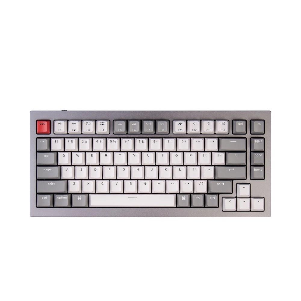 Геймърска Механична клавиатура Keychron Q1 Silver Grey QMK TKL Gateron G Pro Brown Switch RGB LED ABS