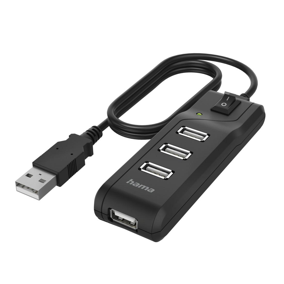 USB хъб HAMA, С бутон вкл./изкл., USB 2.0, 1:4, 480 Mbit/s, черен-3