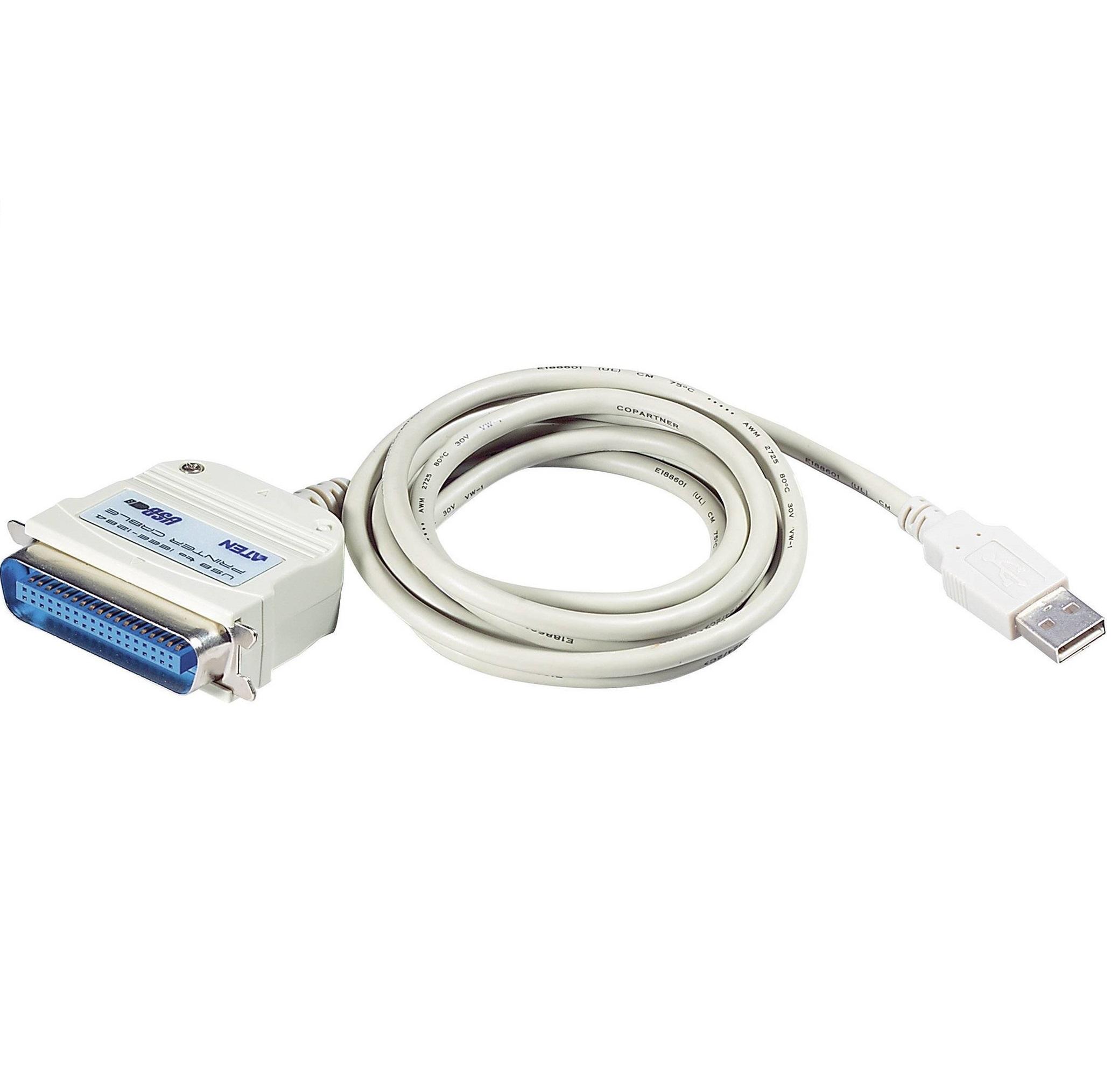 Кабел конвертор ATEN UC1284B, USB-A мъжко - IEEE1284, 1.8 m
