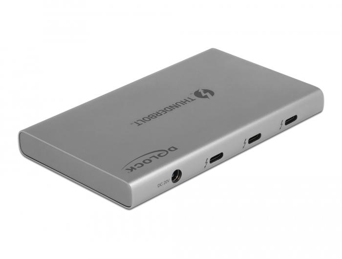 Хъб Delock Thunderbolt, 4 портов, 3 x Thunderbol 4, 1x USB-A, Сив