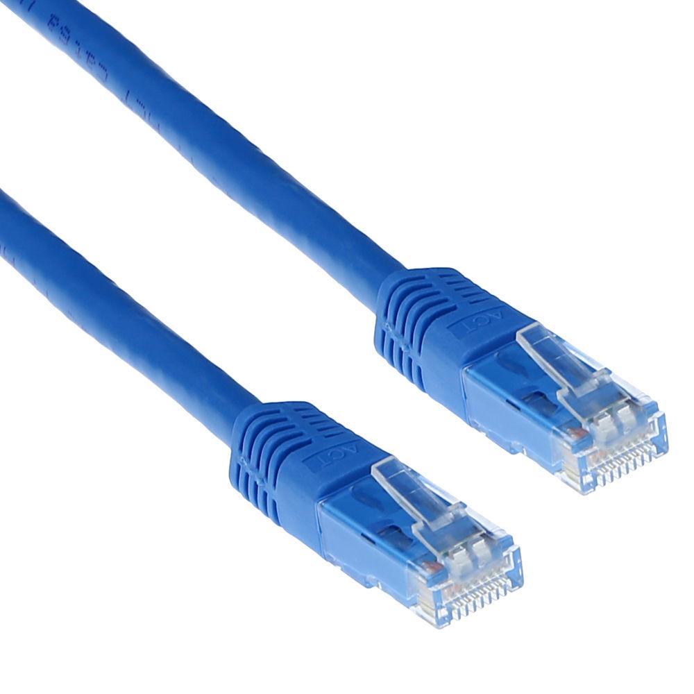 Мрежов пач кабел ACT U/UTP, CAT 6, RJ-45 - RJ-45, 1.0 m, Медни проводници, Син, Булк опаковка-1