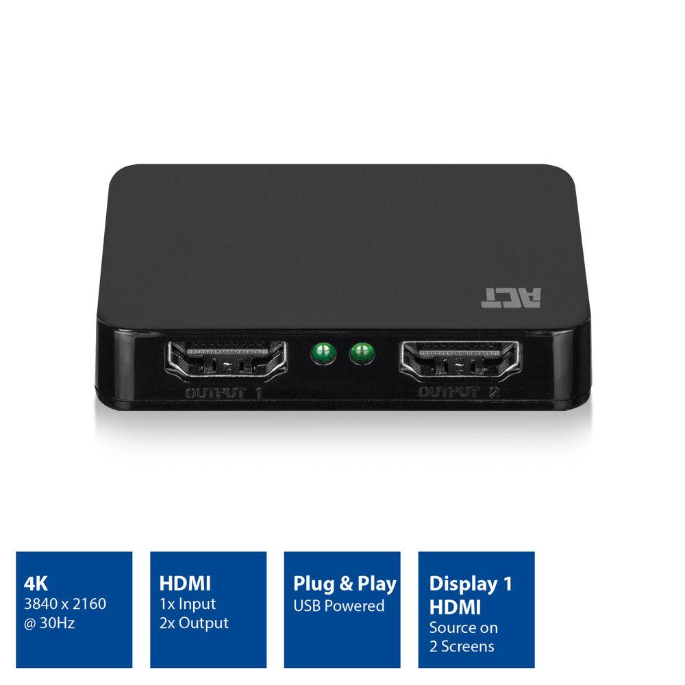 HDMI Сплитер ACT AC7835, 1/2, 4K@30Hz, USB, Черен-4