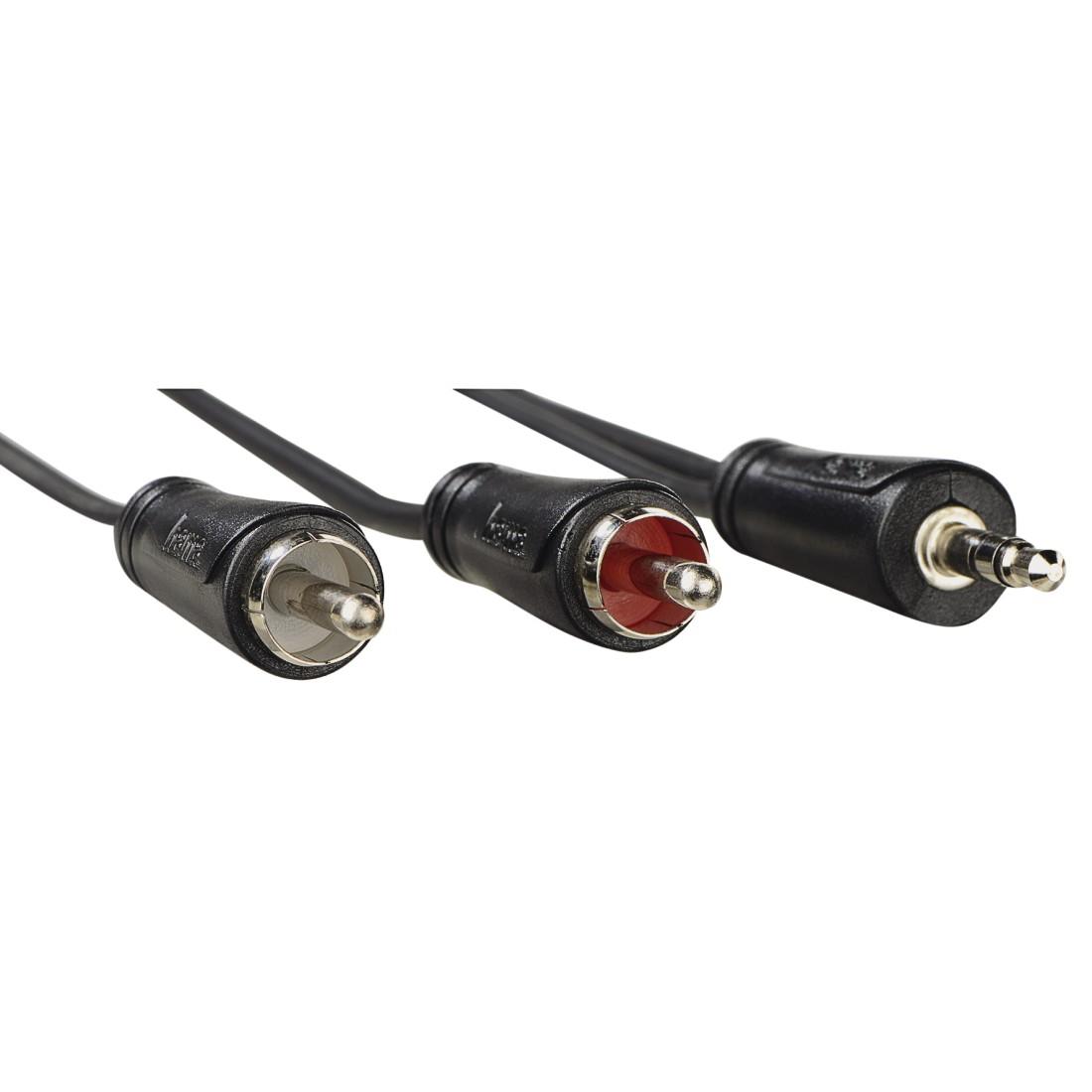 Аудио кабел HAMA, 3.5 mm жак мъжко - 2 x Чинч мъжко, 1.5 m, Стерео, Черен-2