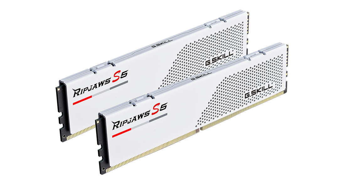 Памет G.SKILL Ripjaws S5 White, 32GB(2x16GB), DDR5, PC5-41600, 5200MHz, CL36, F5-5200J3636C16GX2-RS5W-2