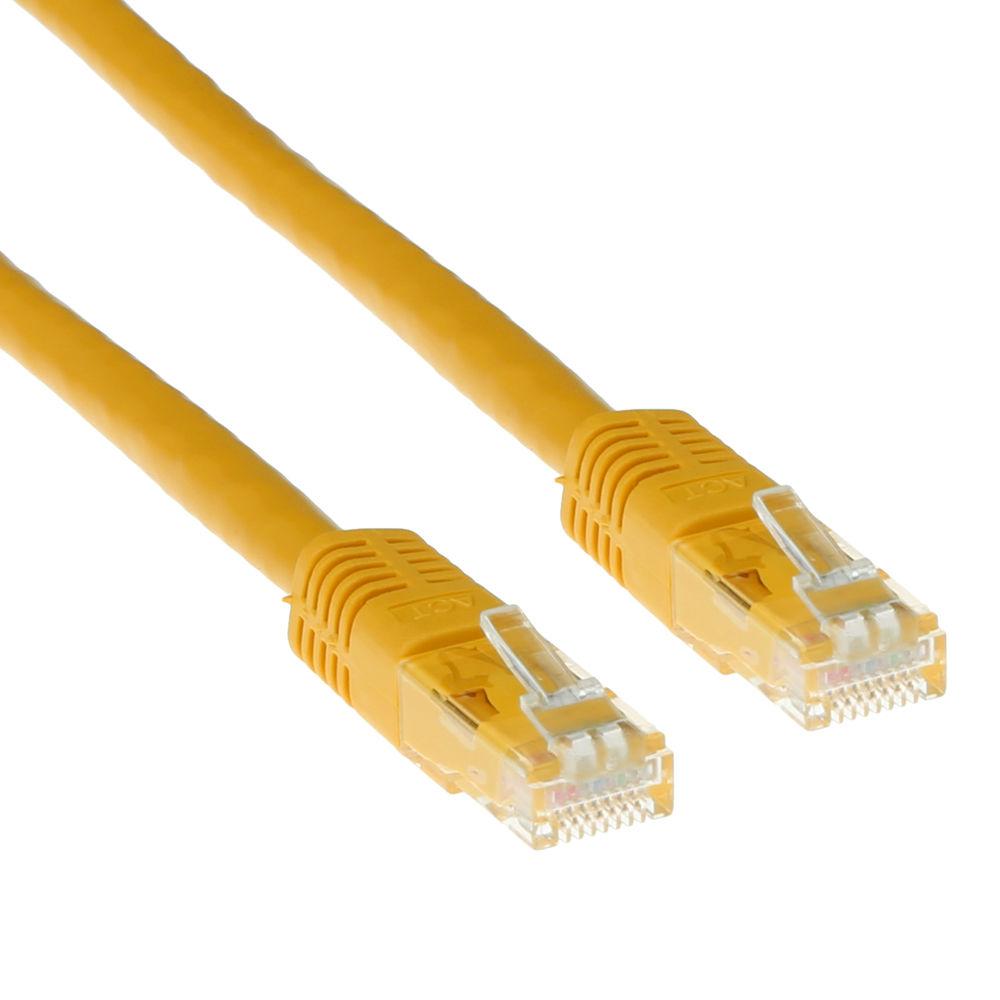 Мрежов пач кабел ACT U/UTP, CAT 6, RJ-45 - RJ-45, 2 m, Медни проводници, Жълт, Булк опаковка-1